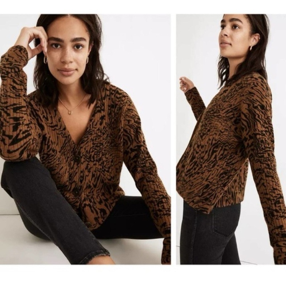 Madewell Tigerized Cameron Ribbed Cardigan Sweater - Picture 5 of 5
